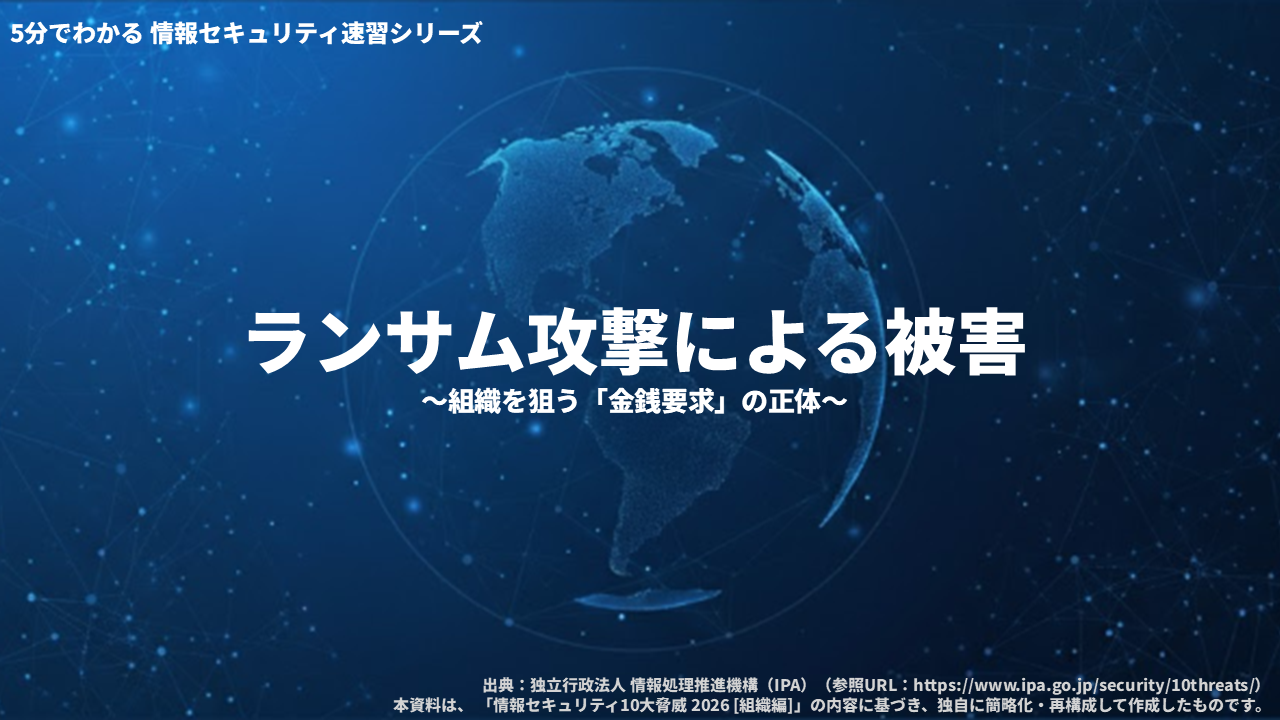情報セキュリティ速習シリーズ　ランサム攻撃による被害 3ヶ月利用パック