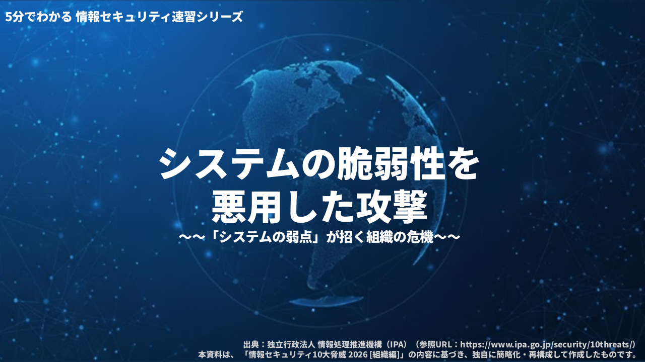 情報セキュリティ速習シリーズ　システムの脆弱性を悪用した攻撃 3ヶ月利用パック